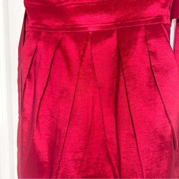 Junior Red Mini Dress Size 3 Sleeveless Formal Pleated Waist Belted Bow Elegant - Picture 6 of 13